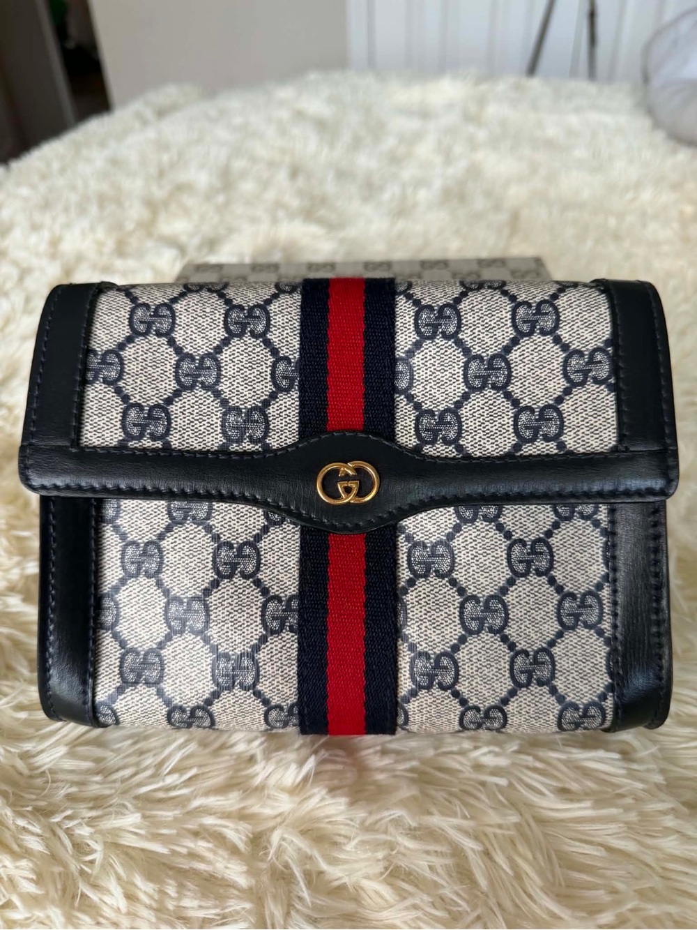 Gucci Sherry Line Clutch Navy Monogram